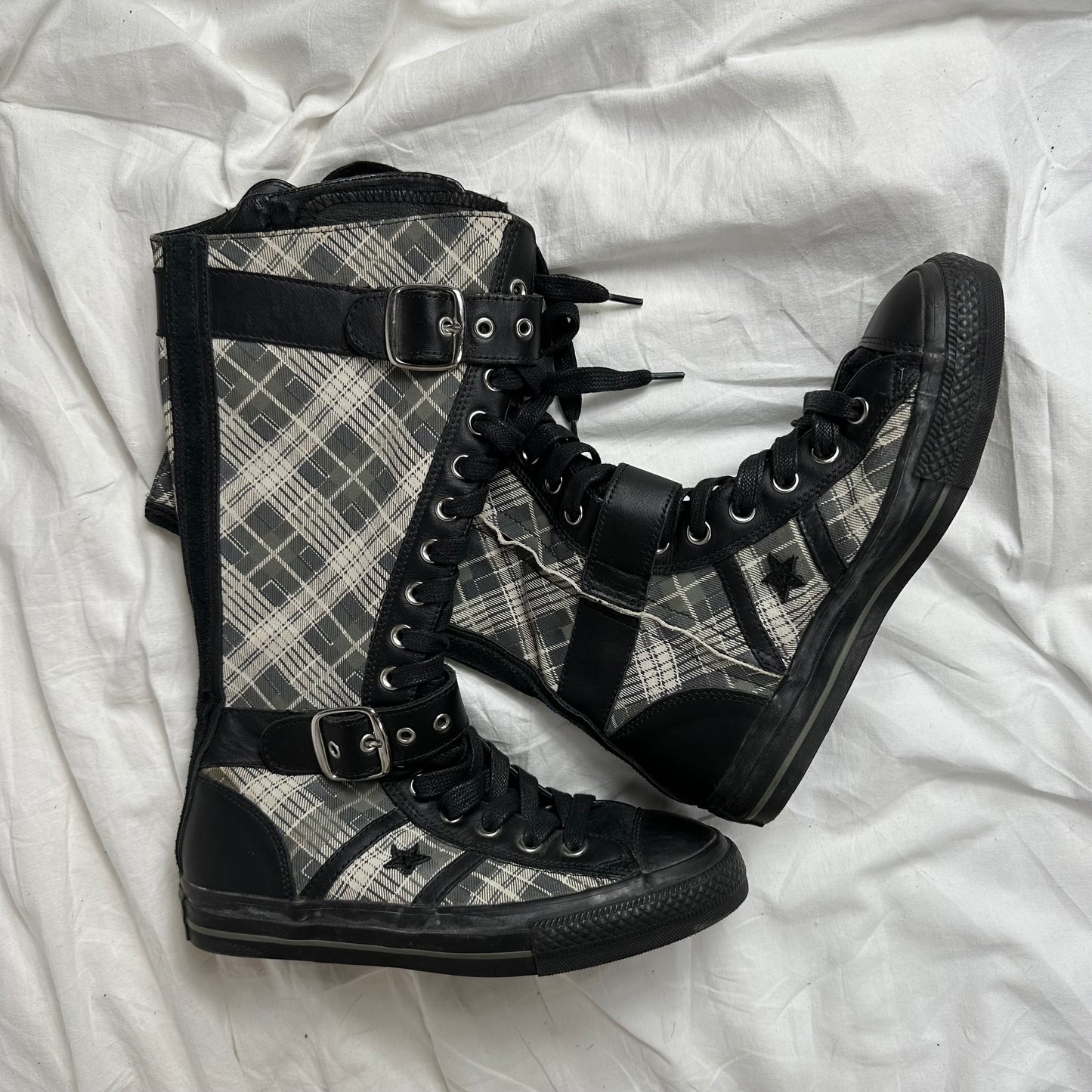 Converse Vintage Plaid Buckle Lace Up Boots 38/39