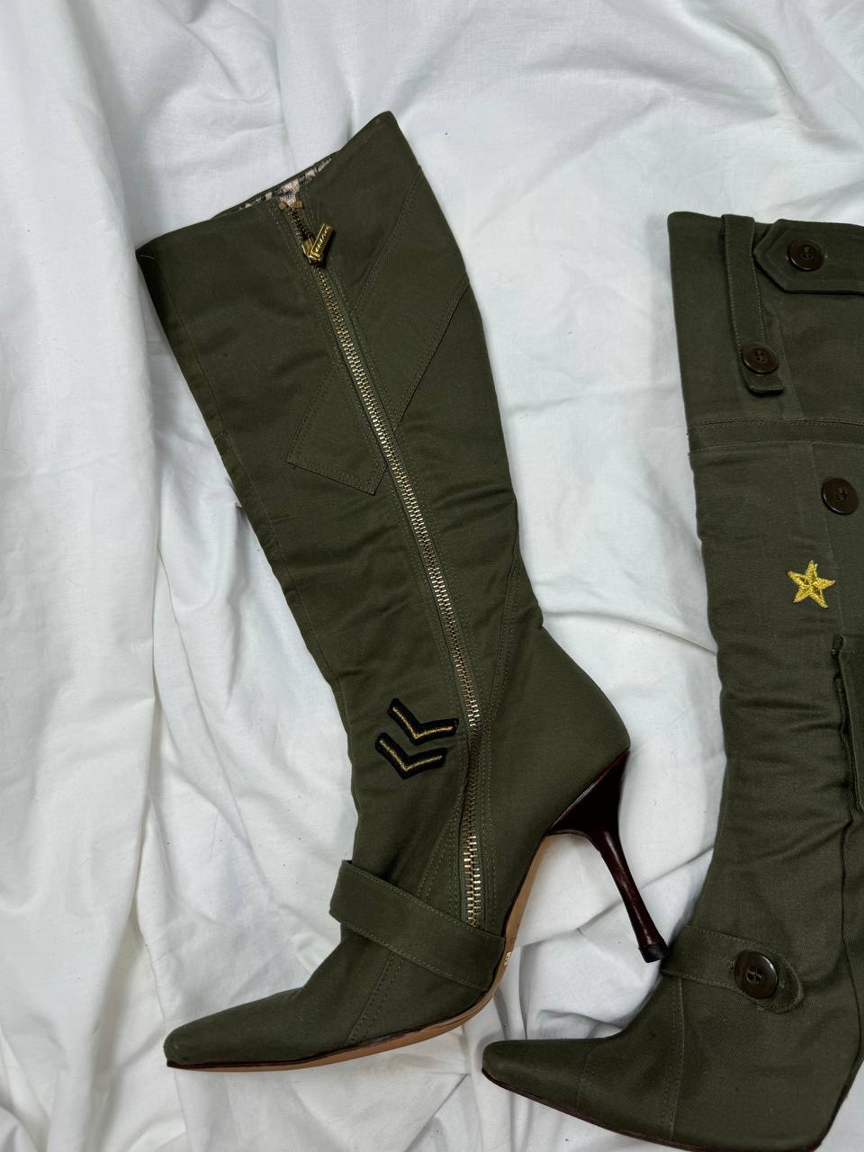 Dolce Gabbana Vintage Khaki Military Boots 36/36.5