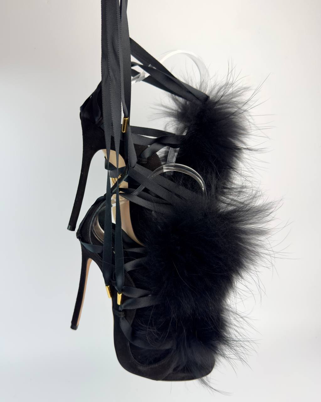 Dsquared Riri Fur Corset Lace Up Heels — 36 new with box