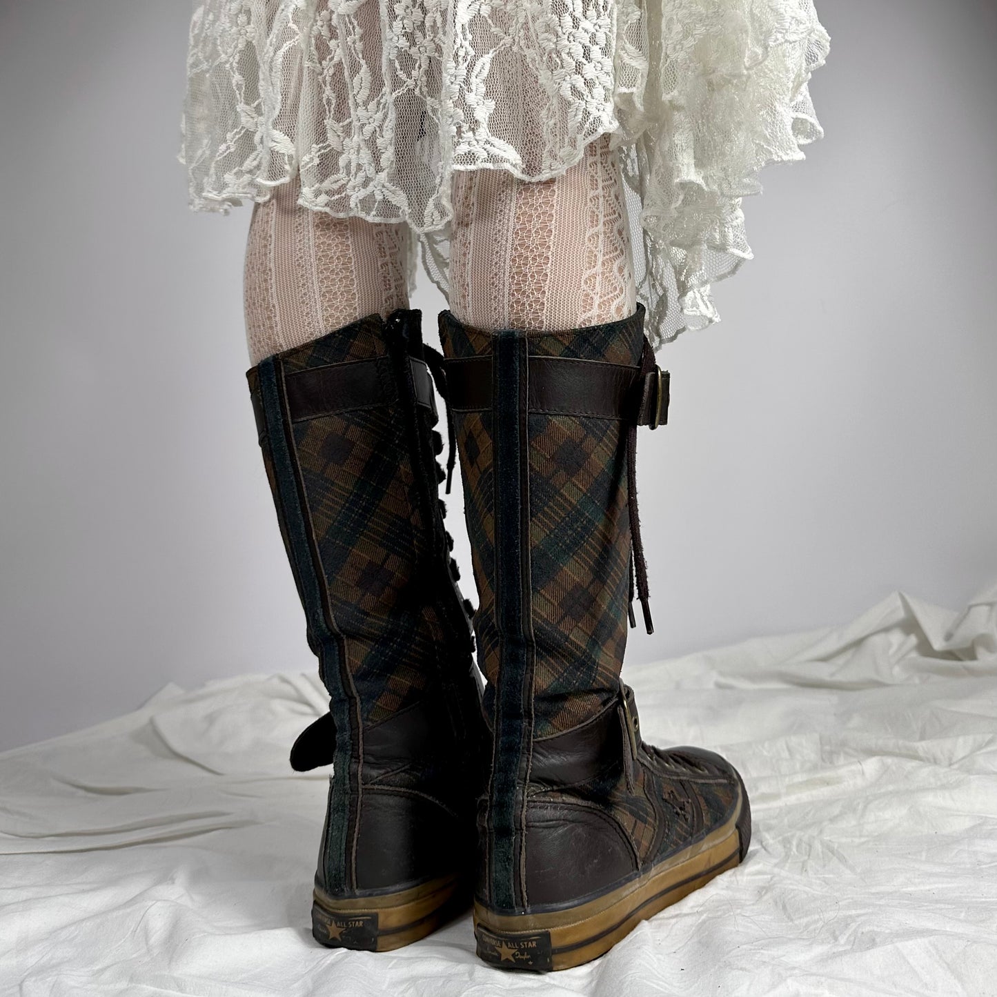 Converse Vintage Buckle Plaid Boots 38/39