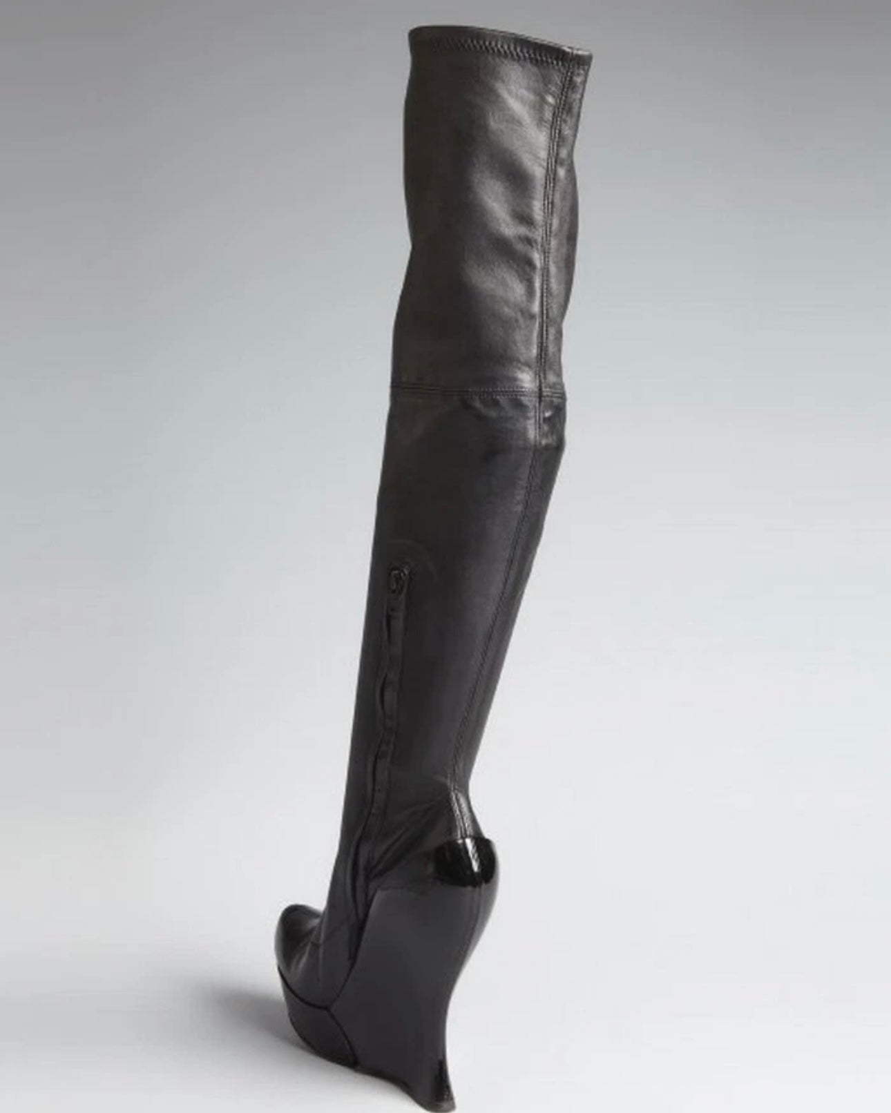 Celine FW 2008 Over the Knee Leather Wedge Boots — 36