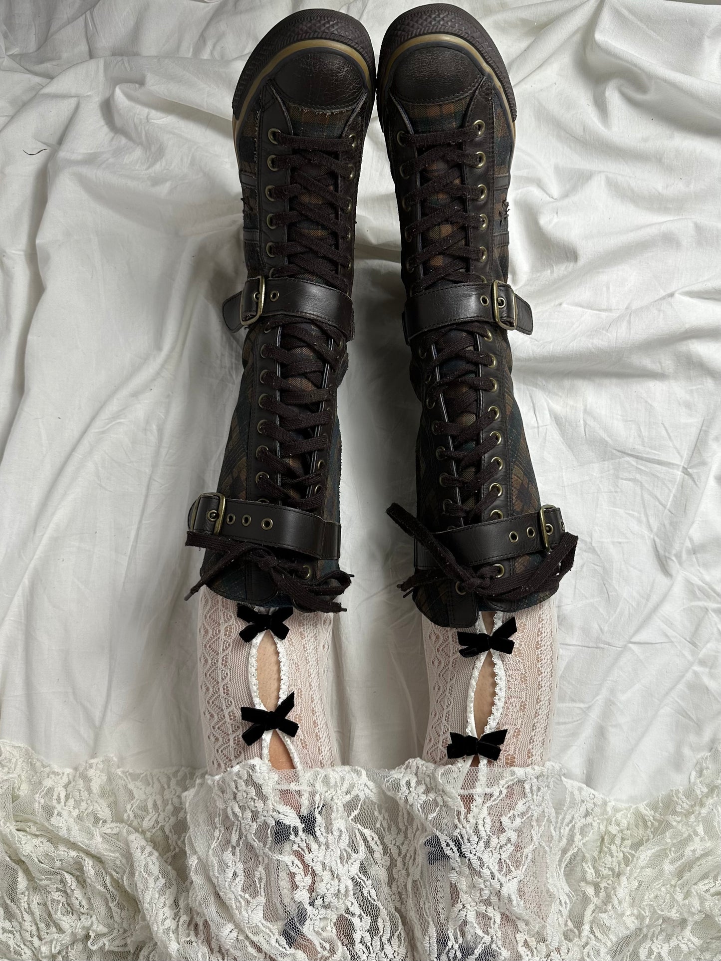 Converse Vintage Buckle Plaid Boots 38/39
