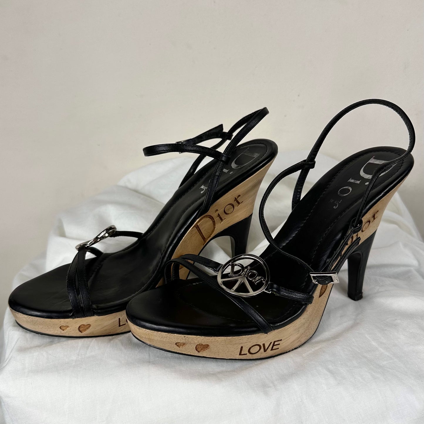 Dior Galliano Peace Wooden Heels 38/39