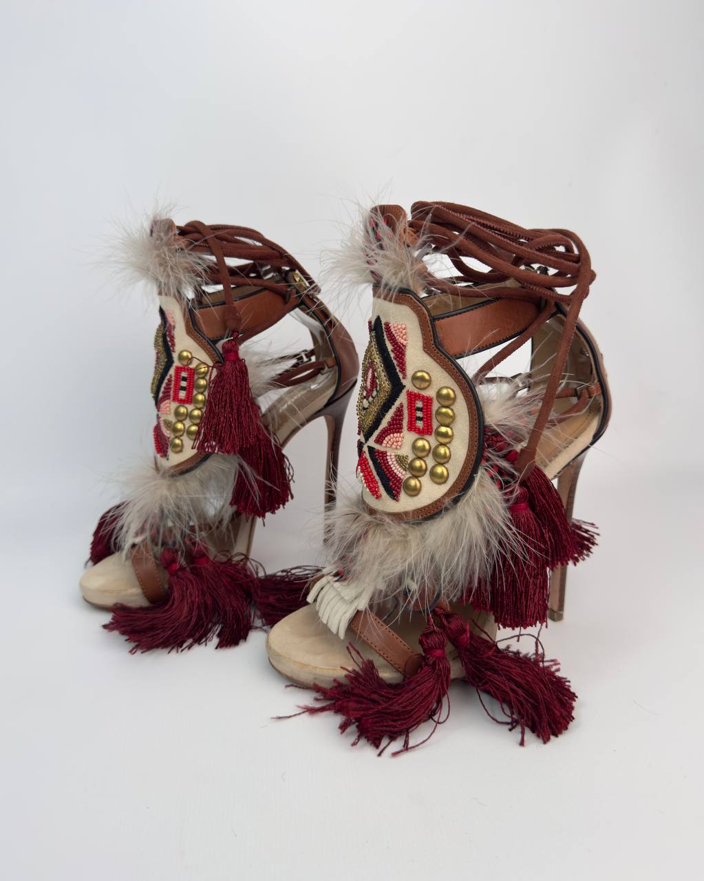 Dsquared2 F/W 2015 Eskimo Feather & Tassels Heels — 36