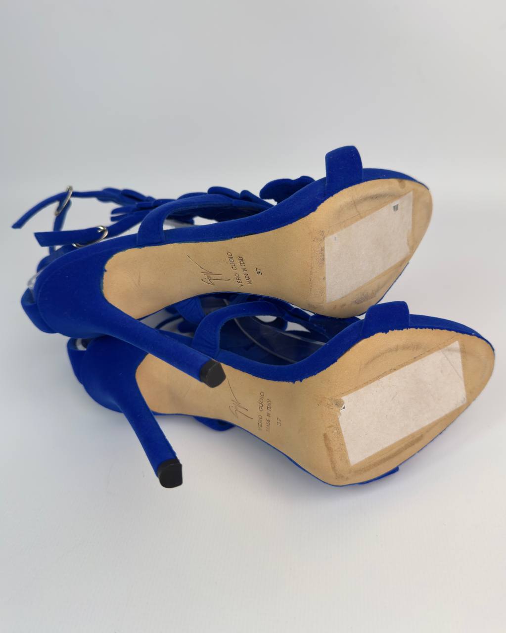 Giuseppe Zanotti Cruel Summer Blue Velvet Heels — 37