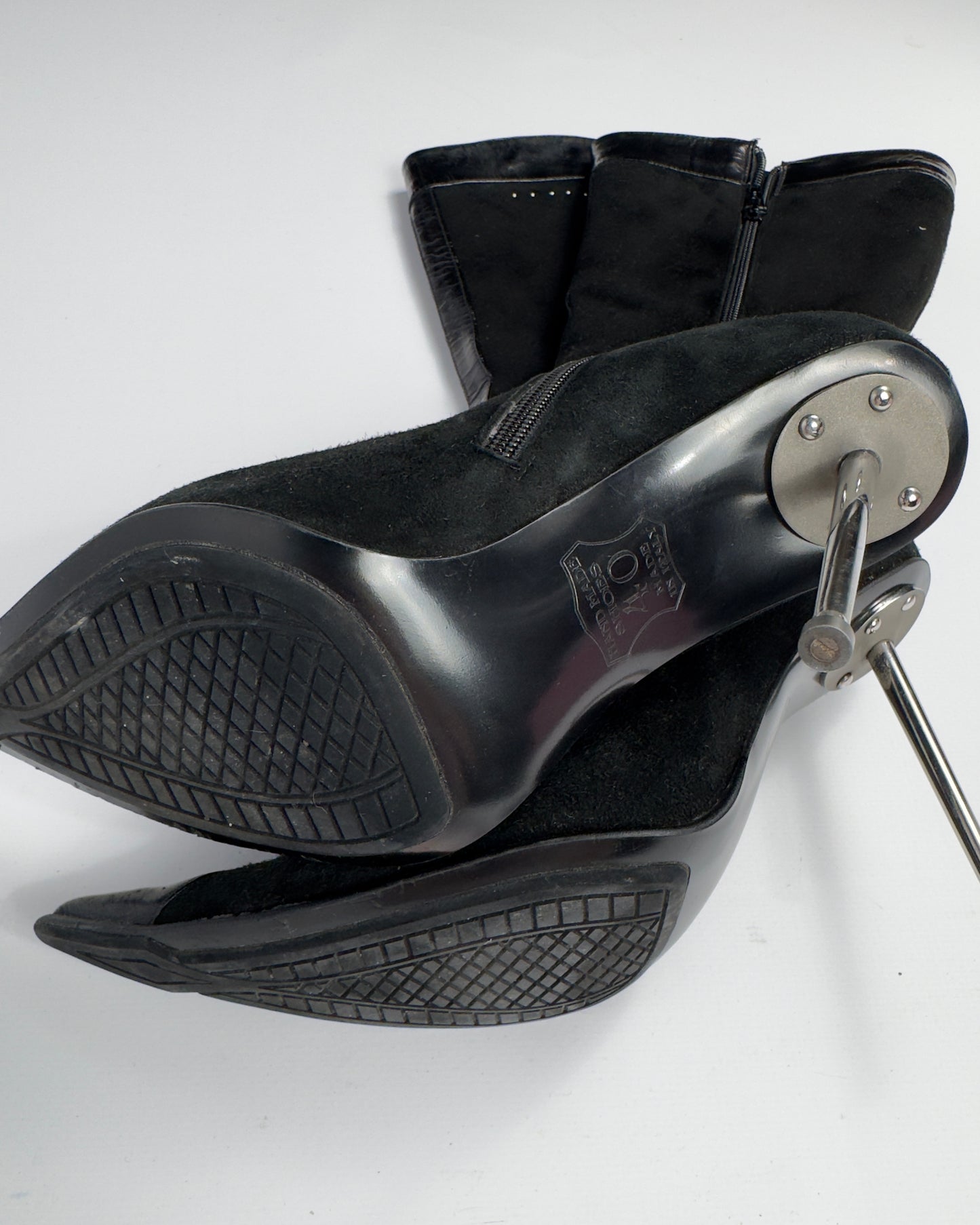 Vintage Italian Suede Stiletto Boots — 40