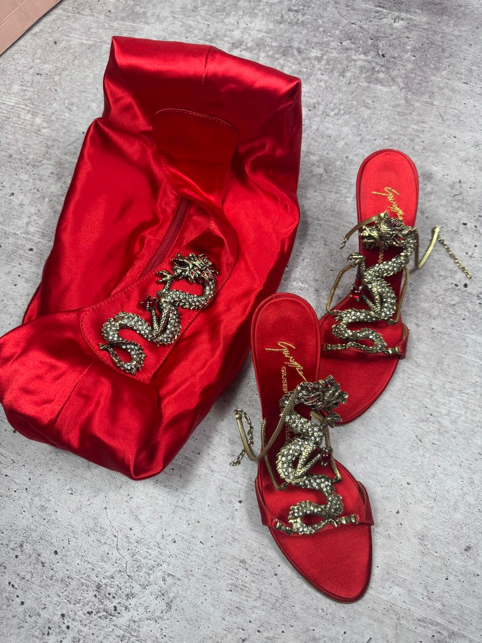 Giuseppe Zanotti Vintage Red Dragon Heels 37/38 - new with box