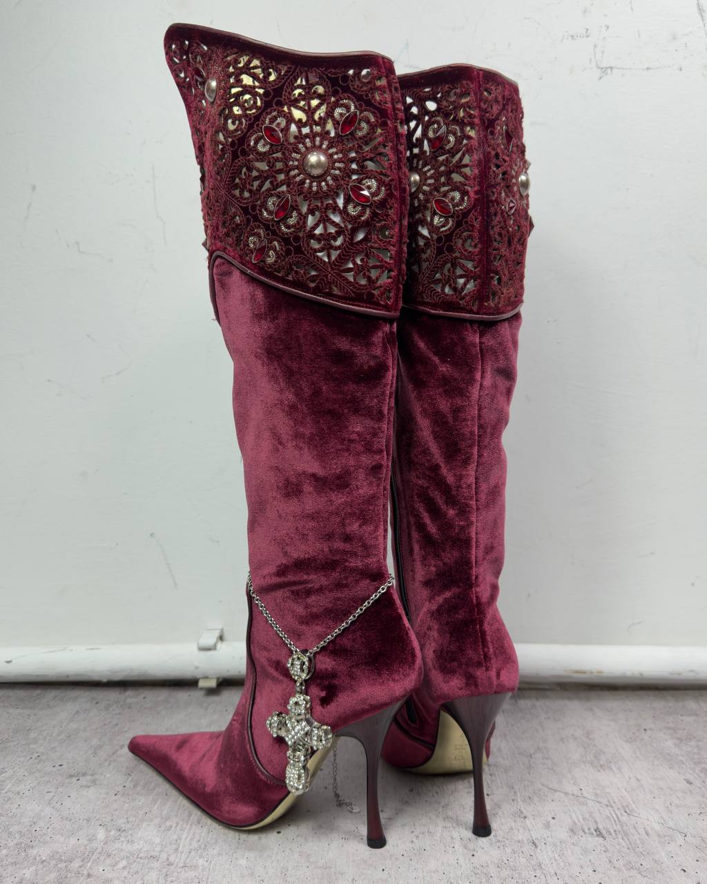 Gianmarco Lorenzi Vintage Velvet Boots Deadstock — 37