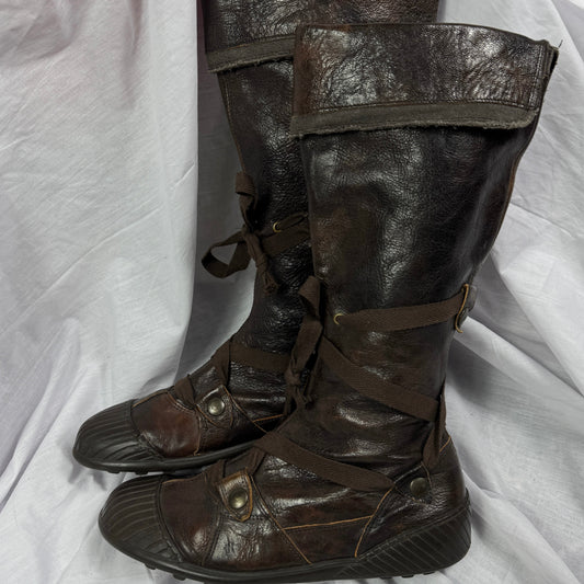 Pataugas Vintage Leather Cyber Moto Boots 38/39