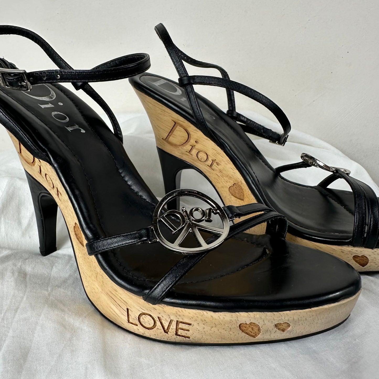 Dior Galliano Peace Wooden Heels 38/39