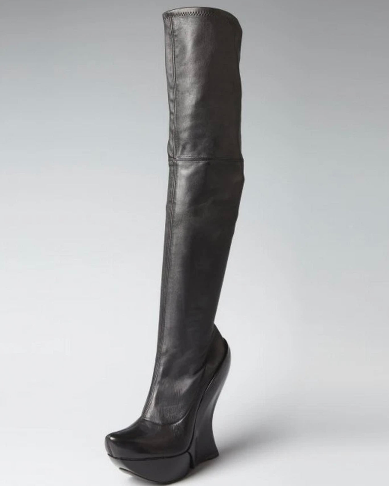 Celine FW 2008 Over the Knee Leather Wedge Boots — 36