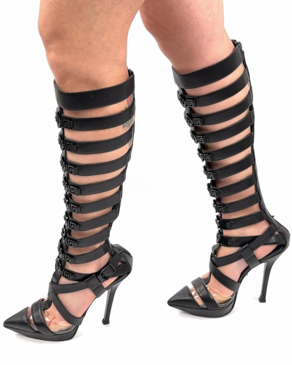 Versace SS 2013 Runway Medusa Caged Gladiator Boots — 40