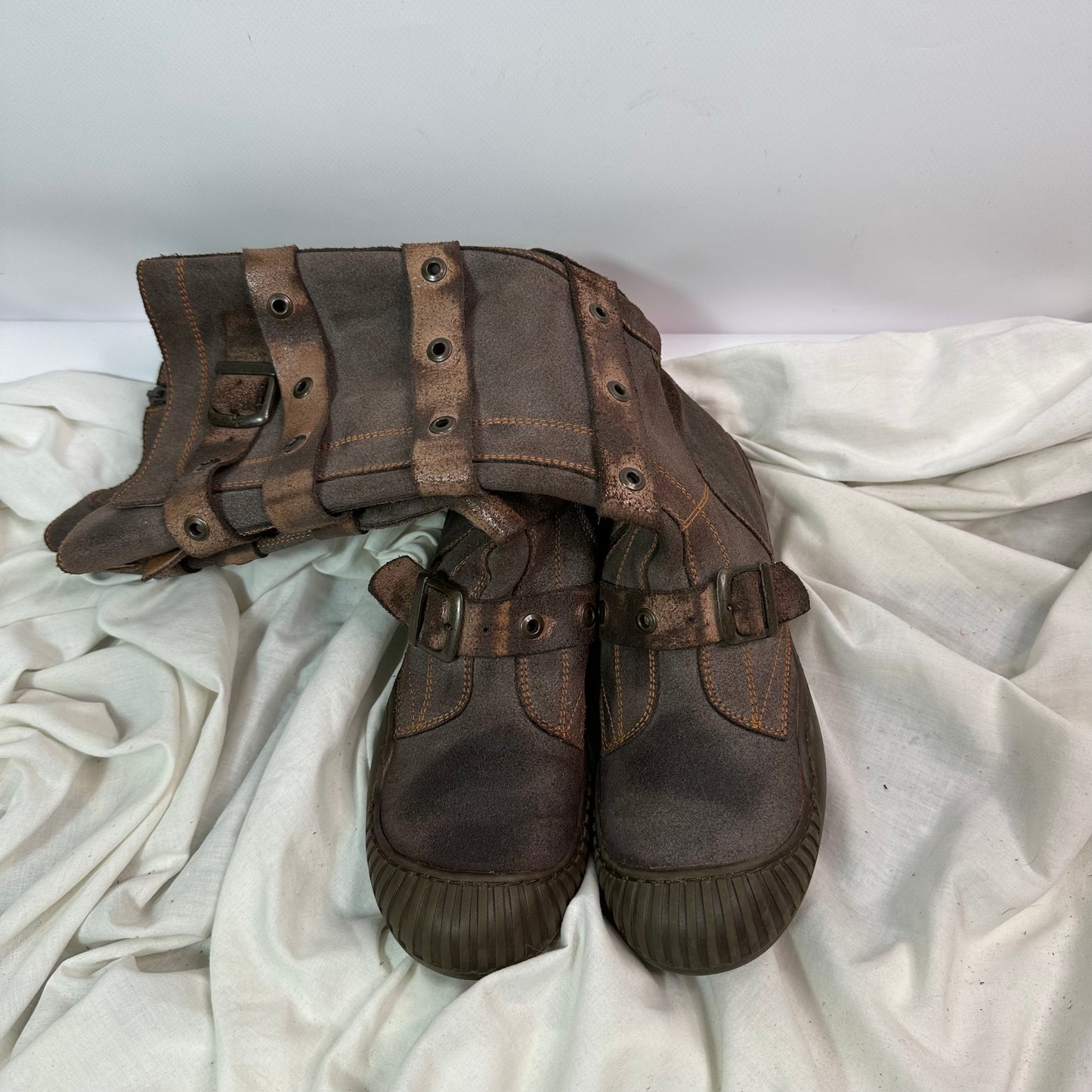 Vintage Leather Moto Biker Boots