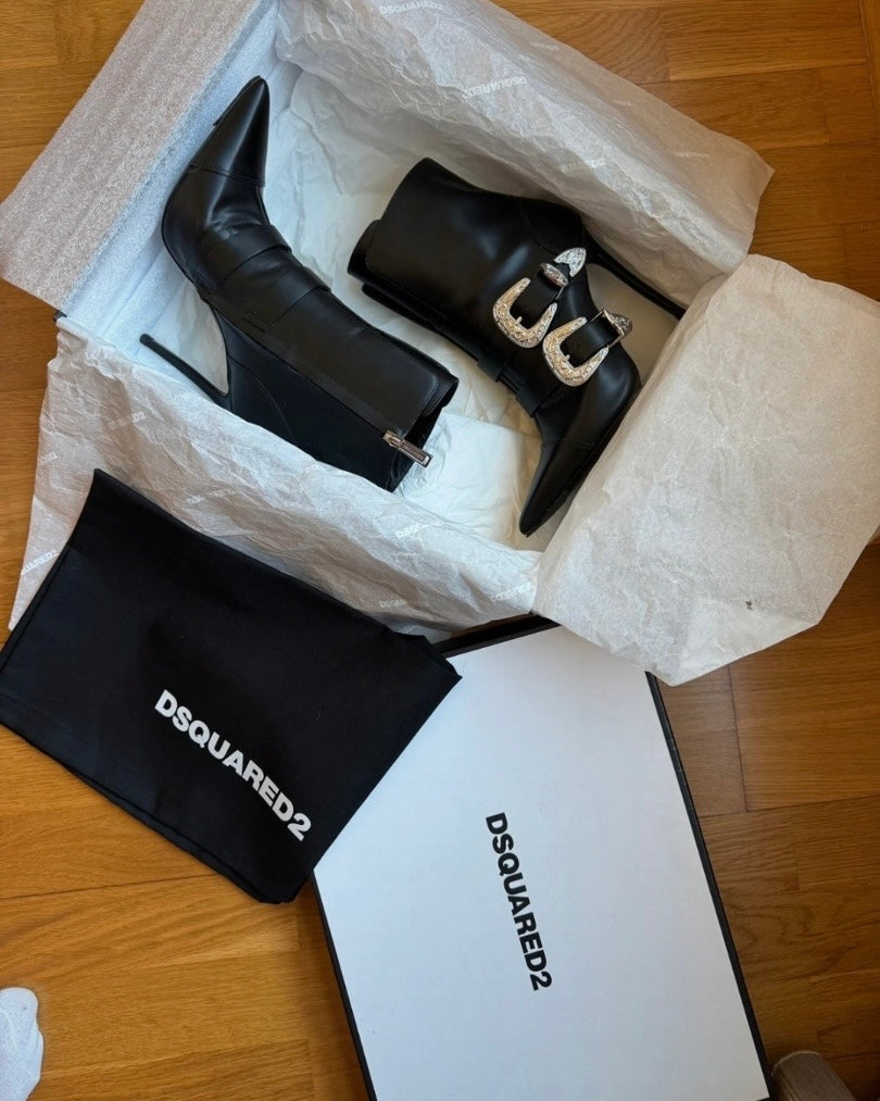 Dsquared2 Gothika Heel Buckle Boots with box 38