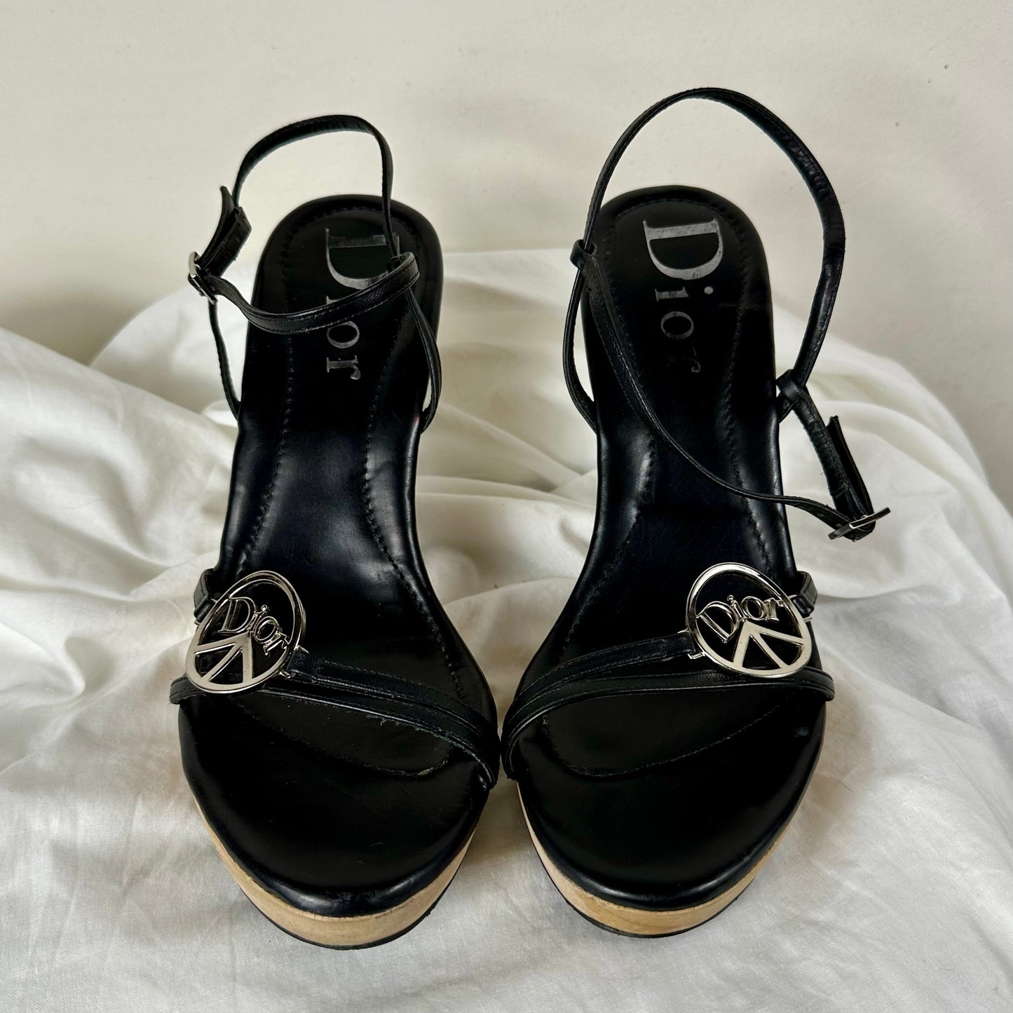 Dior Galliano Peace Wooden Heels 38/39