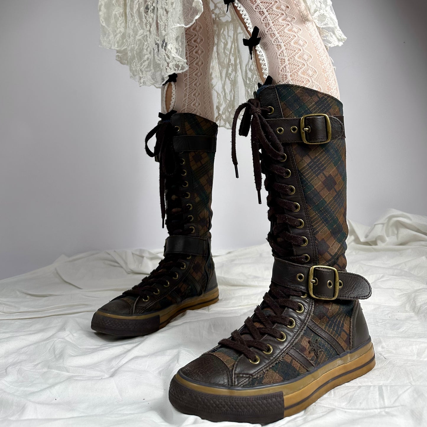 Converse Vintage Buckle Plaid Boots 38/39