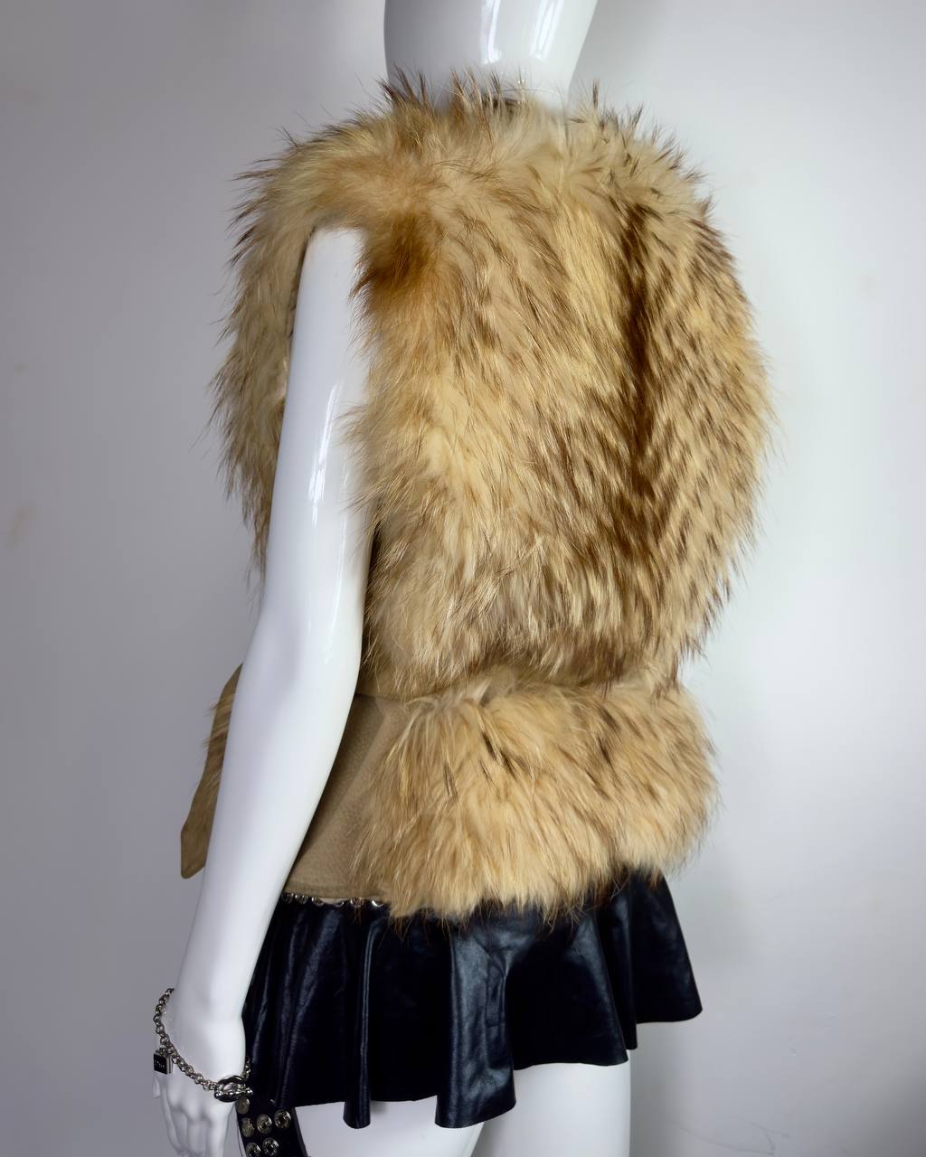 Vintage Fox Fur Leather Vest S-L