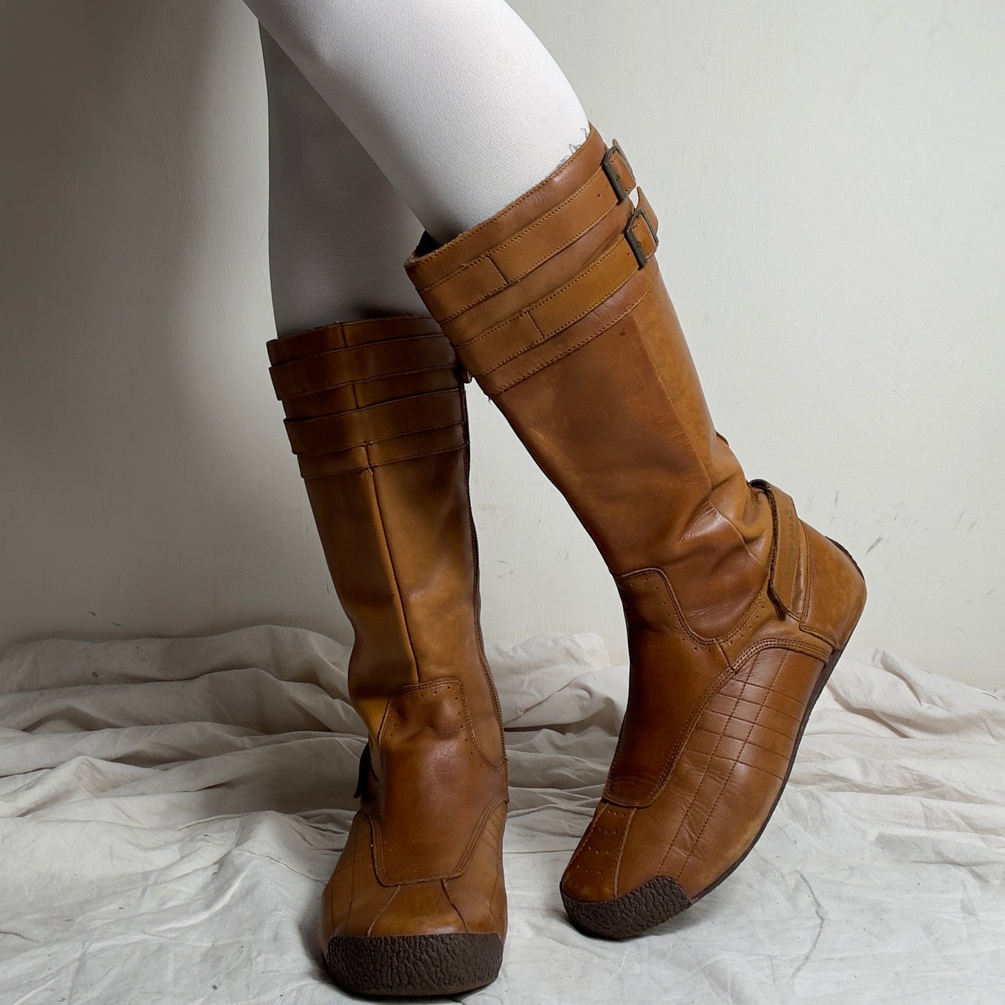 Le Coq Sportif Vintage Leather Moto Biker Boots