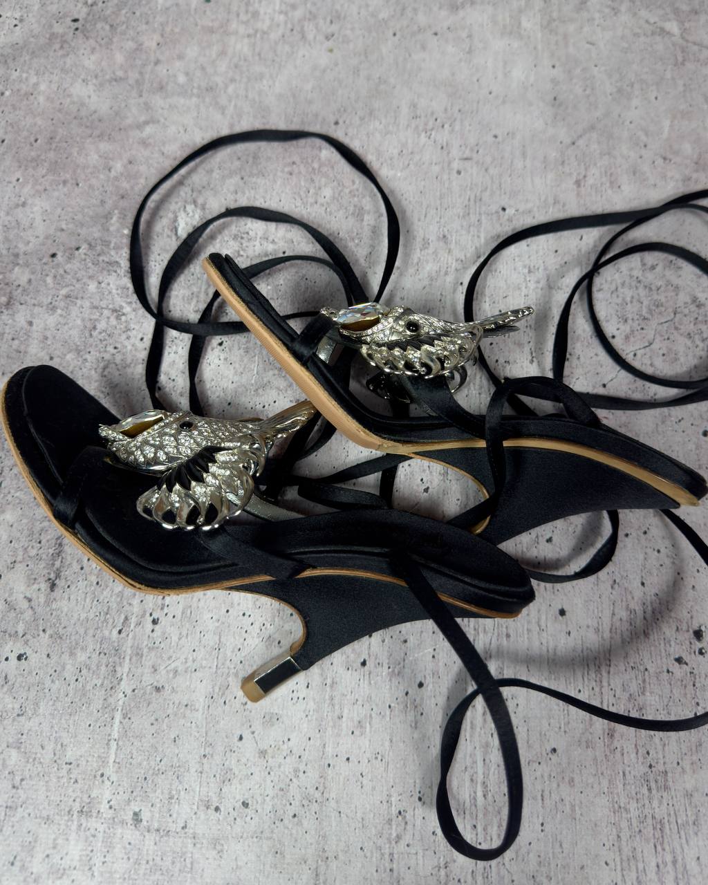 Giuseppe Zanotti Lionfish Wedge Wrap Heels — 35/36