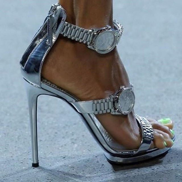 Giuseppe Zanotti x Christian Cowan 2019 Runway Watch Silver Heels 41/42