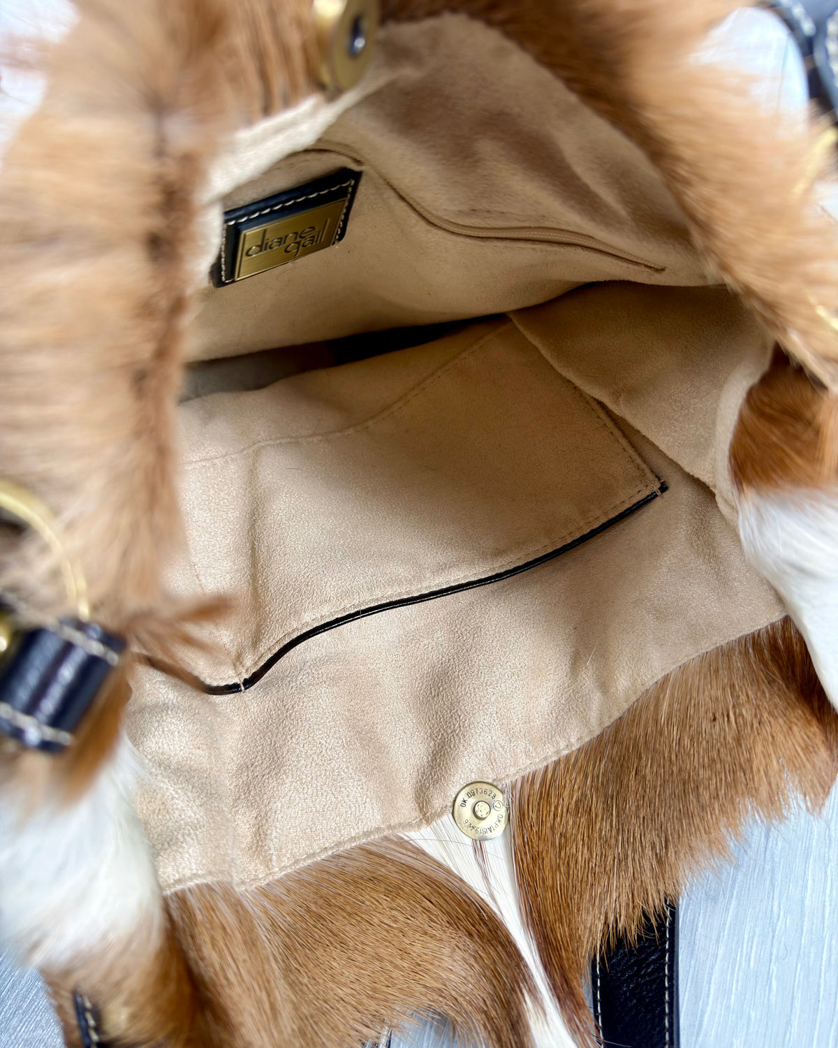 Vintage Cowhide Mohawk Fur Bondage Leather Bag
