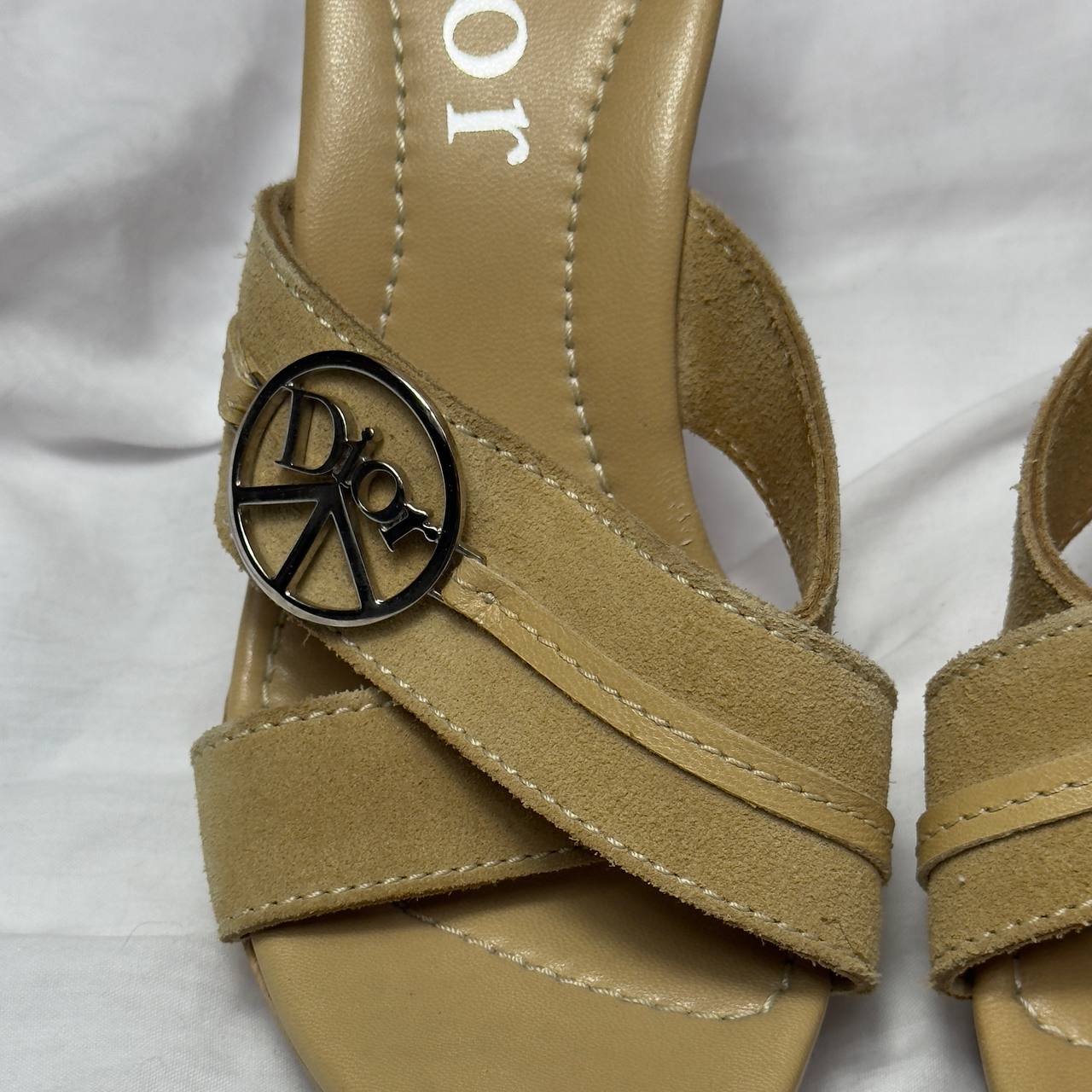 Dior Vintage Peace Wooden Wedge Heels — 37