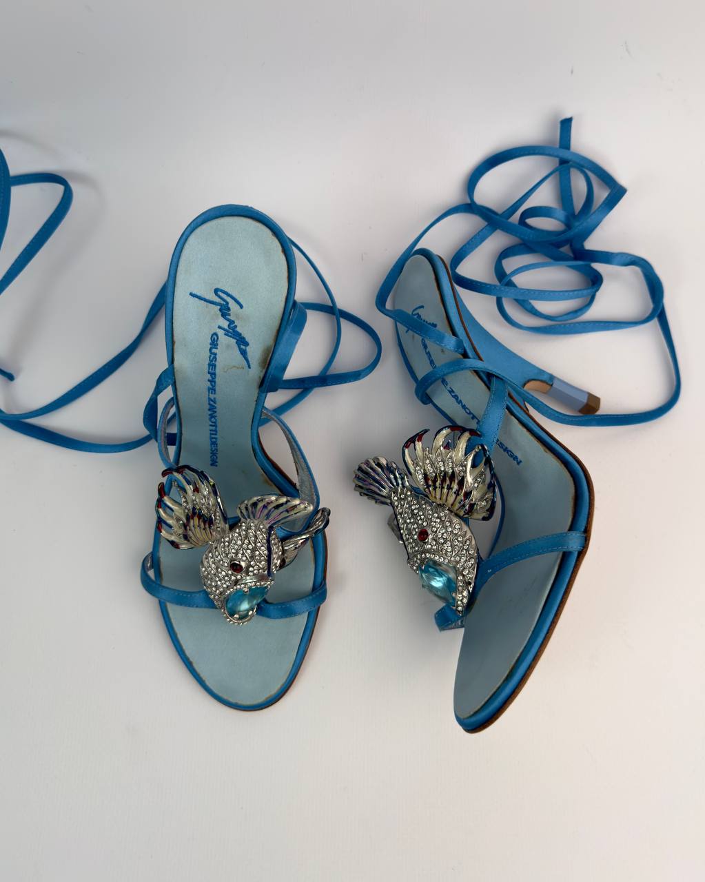 Giuseppe Zanotti Lionfish Wedge Lace Up Heels — 37/38