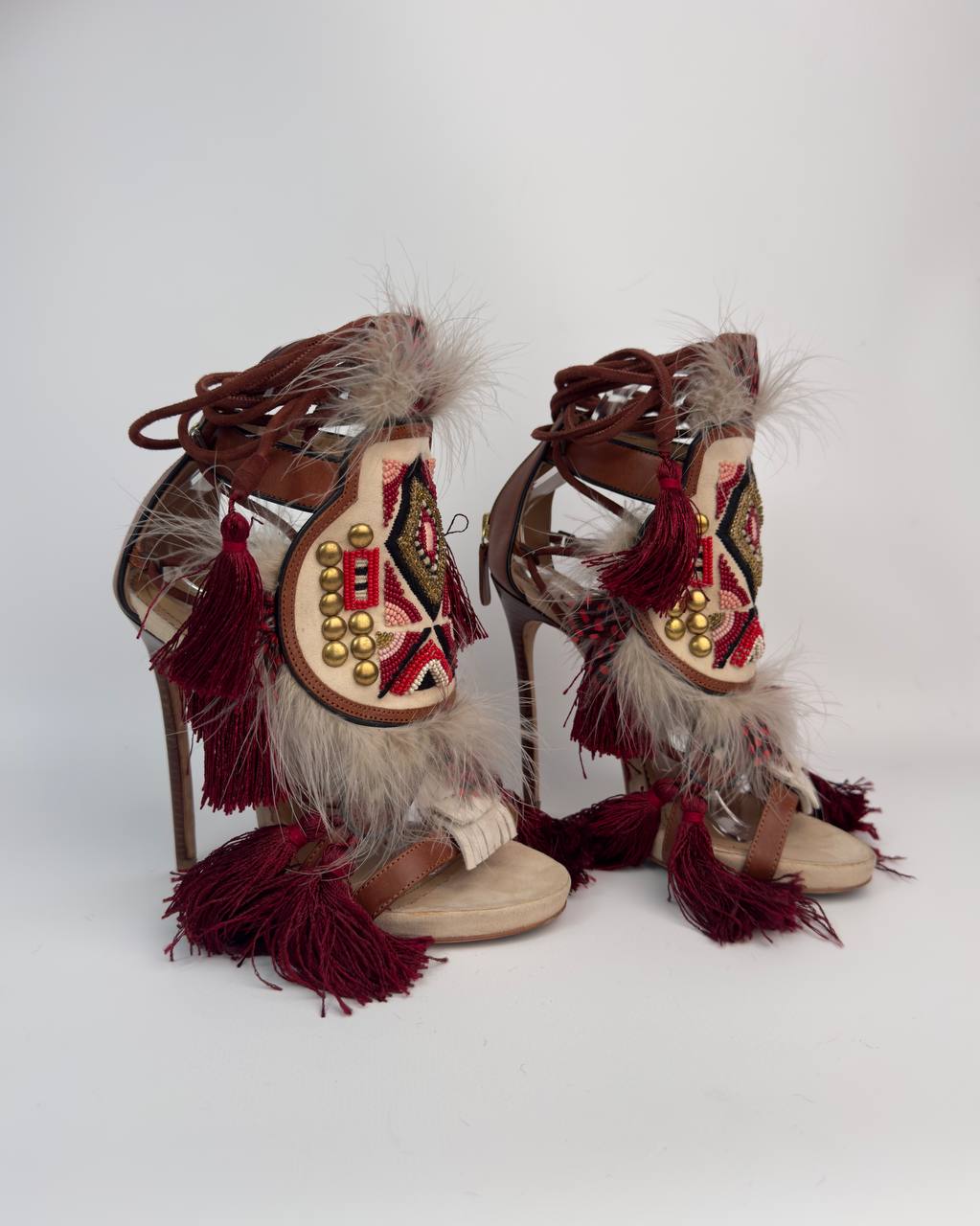 Dsquared2 F/W 2015 Eskimo Feather & Tassels Heels — 36