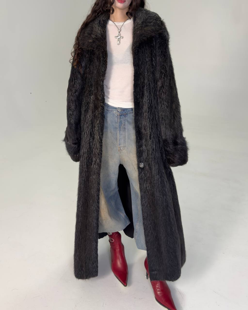 Vintage Long Black Fur Coat