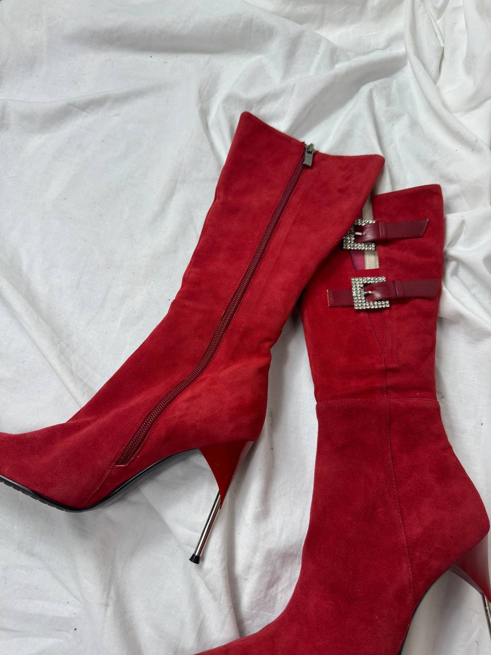 Vintage Deadstock Red Suede Boots — 36