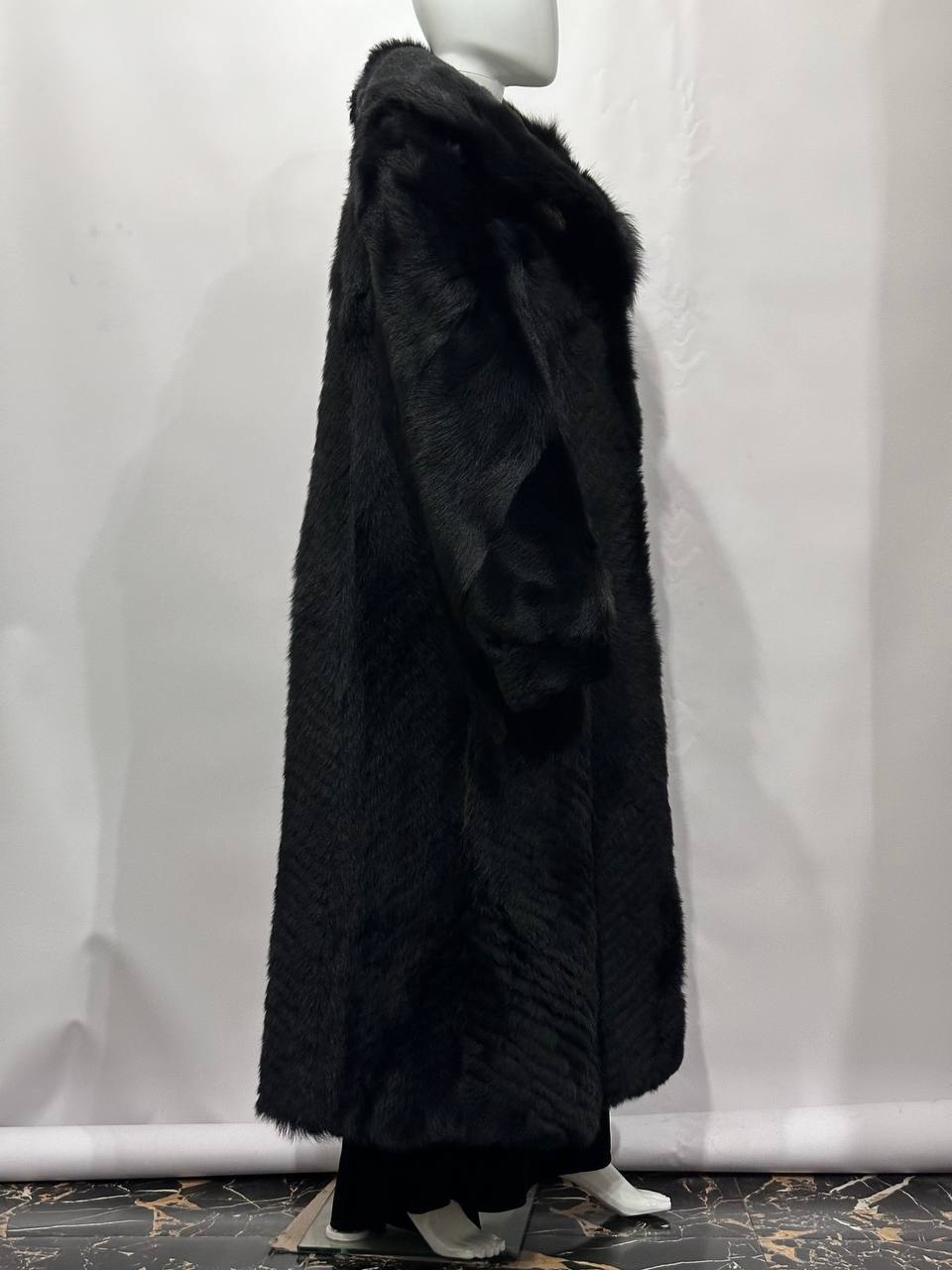 Vintage Long Black Wolf Fur Coat