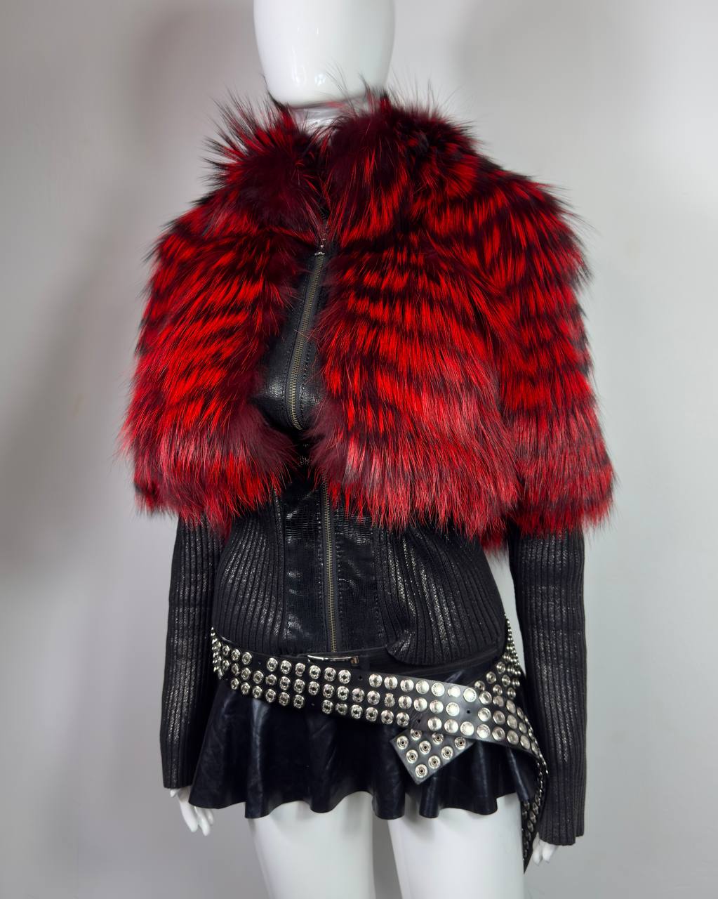 Vintage Fur Leather Sweater Jacket