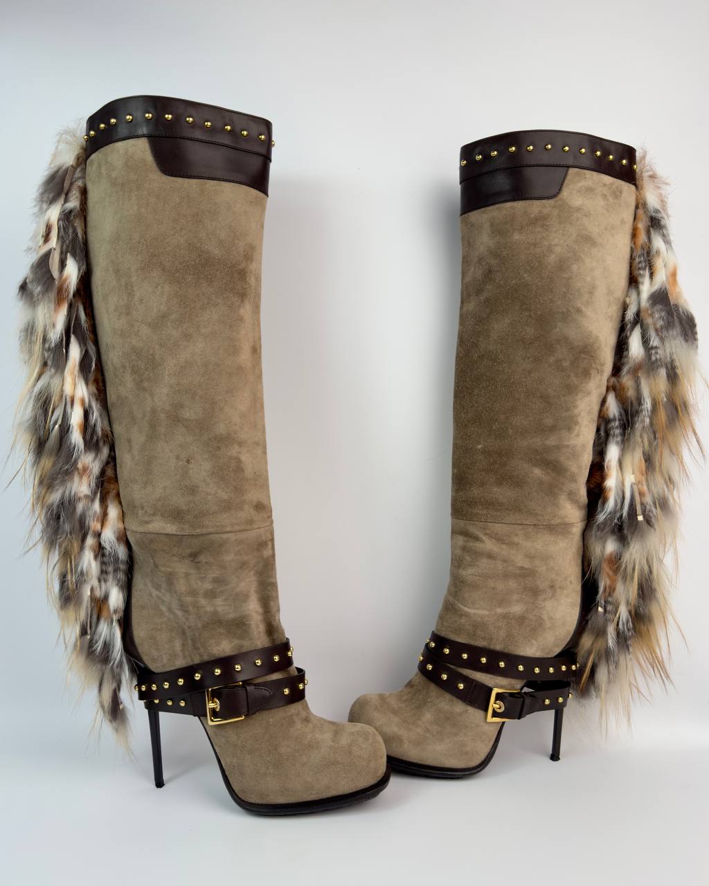Gianmarco Lorenzi Vintage Fur Suede Heel Boots — 37