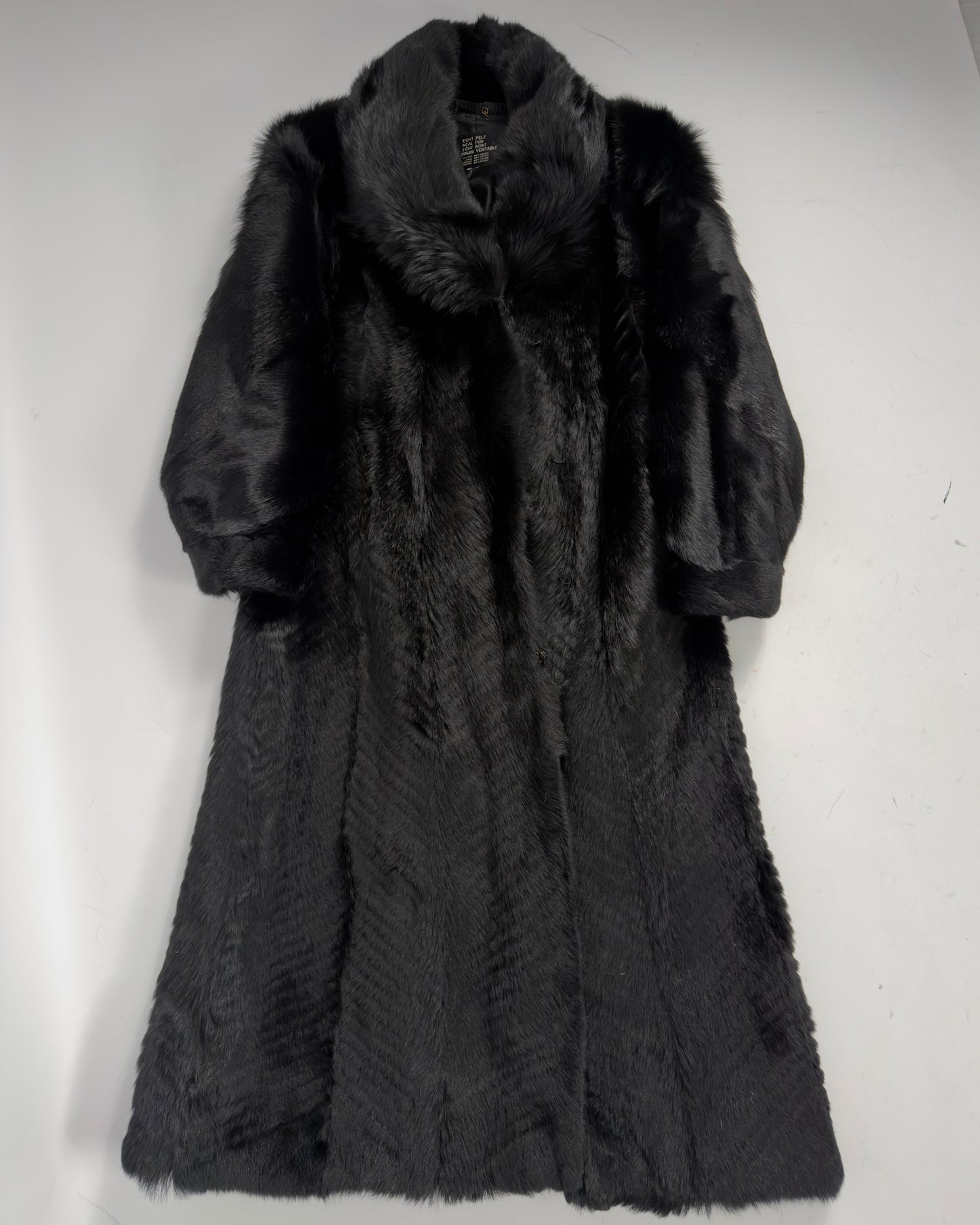Vintage Long Black Fur Coat — M/XL