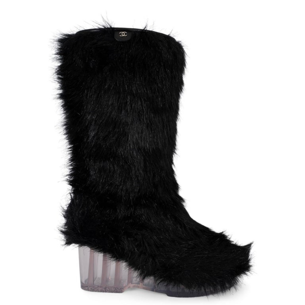 CHANEL Runway 2010 Faux Fur Ice Wedge Yeti Boots — 37.5/38