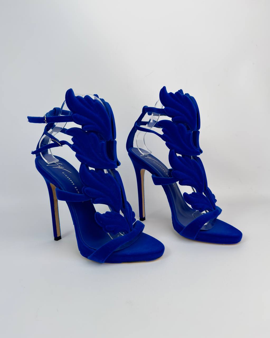Giuseppe Zanotti Cruel Summer Blue Velvet Heels — 37