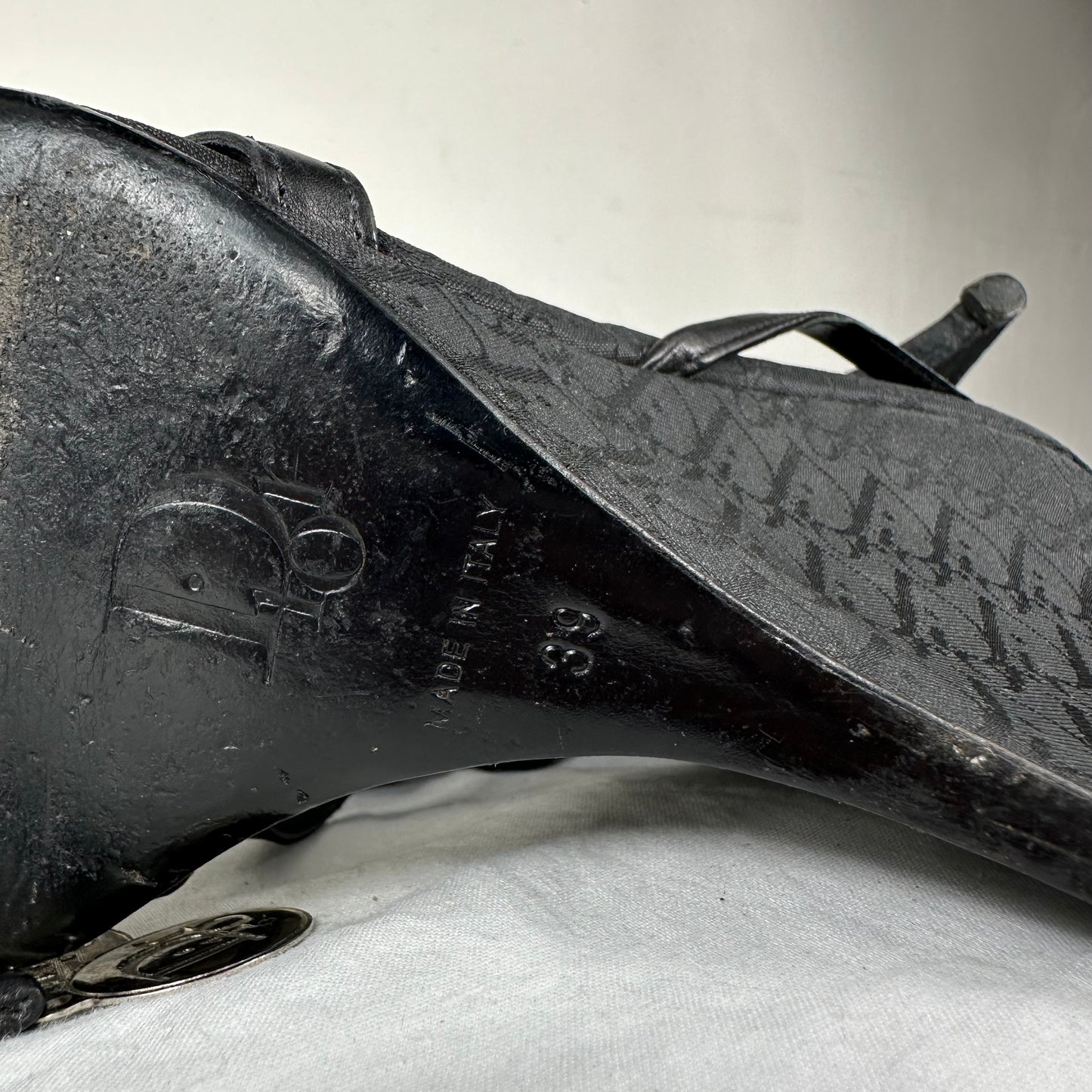 Dior Vintage Coin Wrap Wedge Monogram Heels 38/39