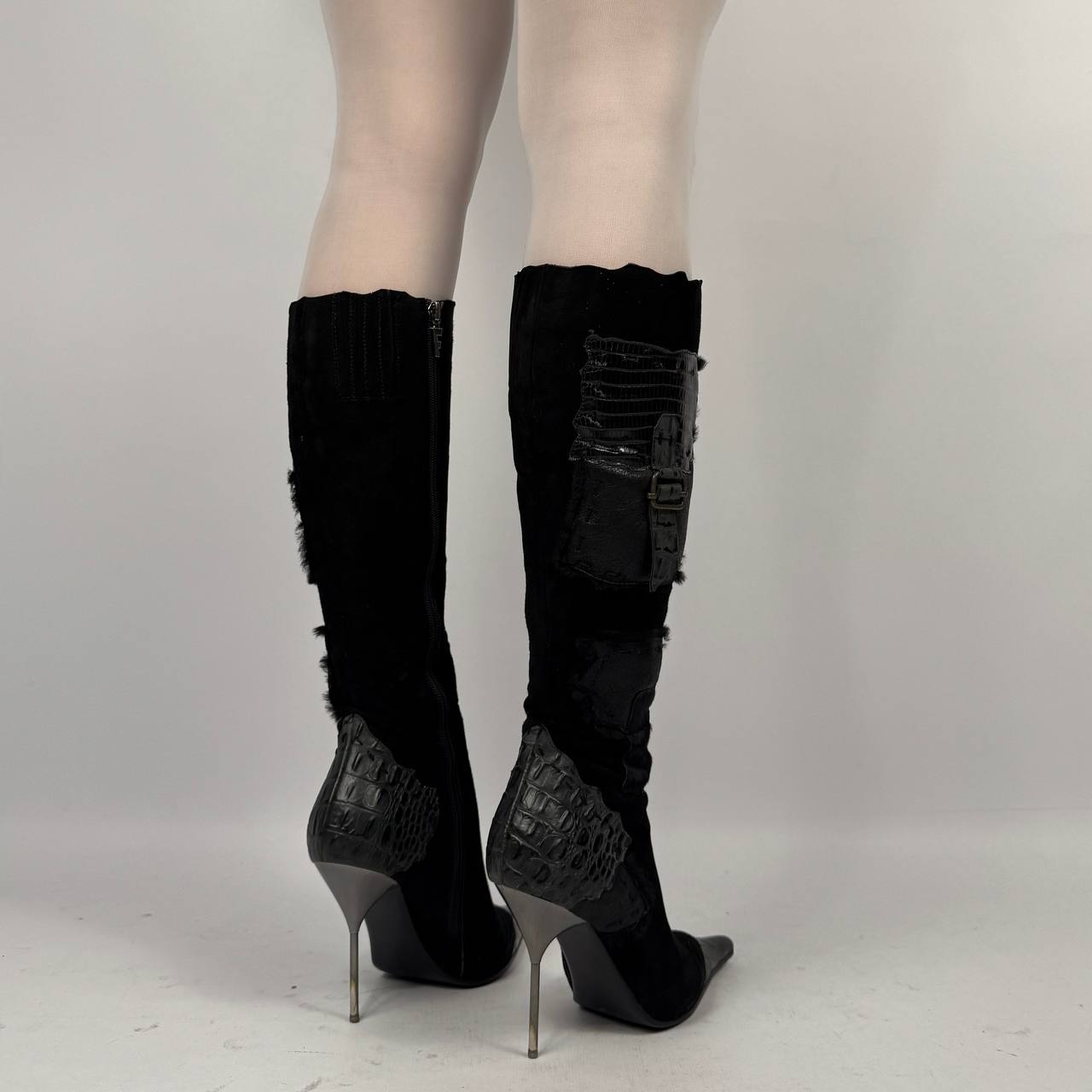 Vintage Italian Suede Cargo Boots — 37/38