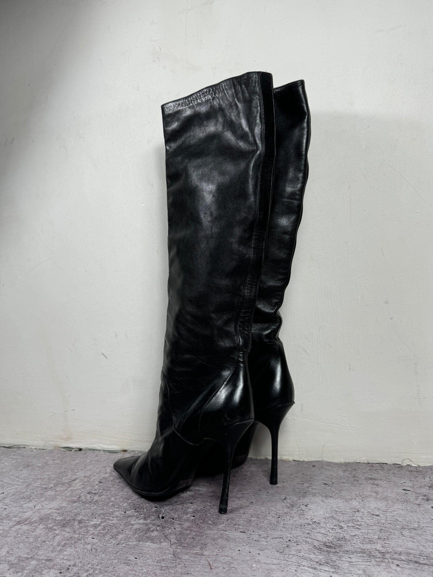 Dolce Gabbana Vintage Leather Tube Boots 39/39.5