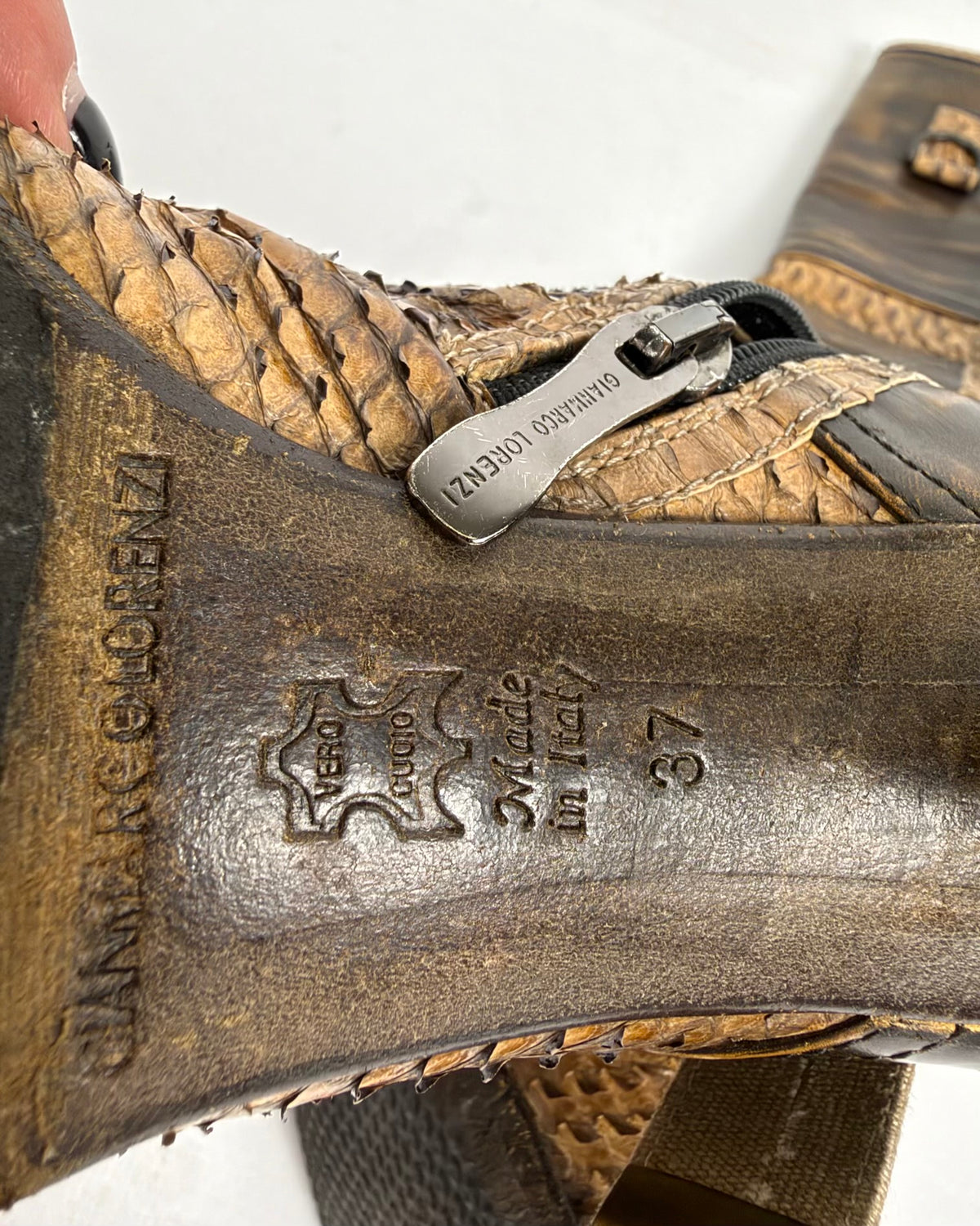 Gianmarco Lorenzi Vintage Cargo Combat Leather Boots — 37