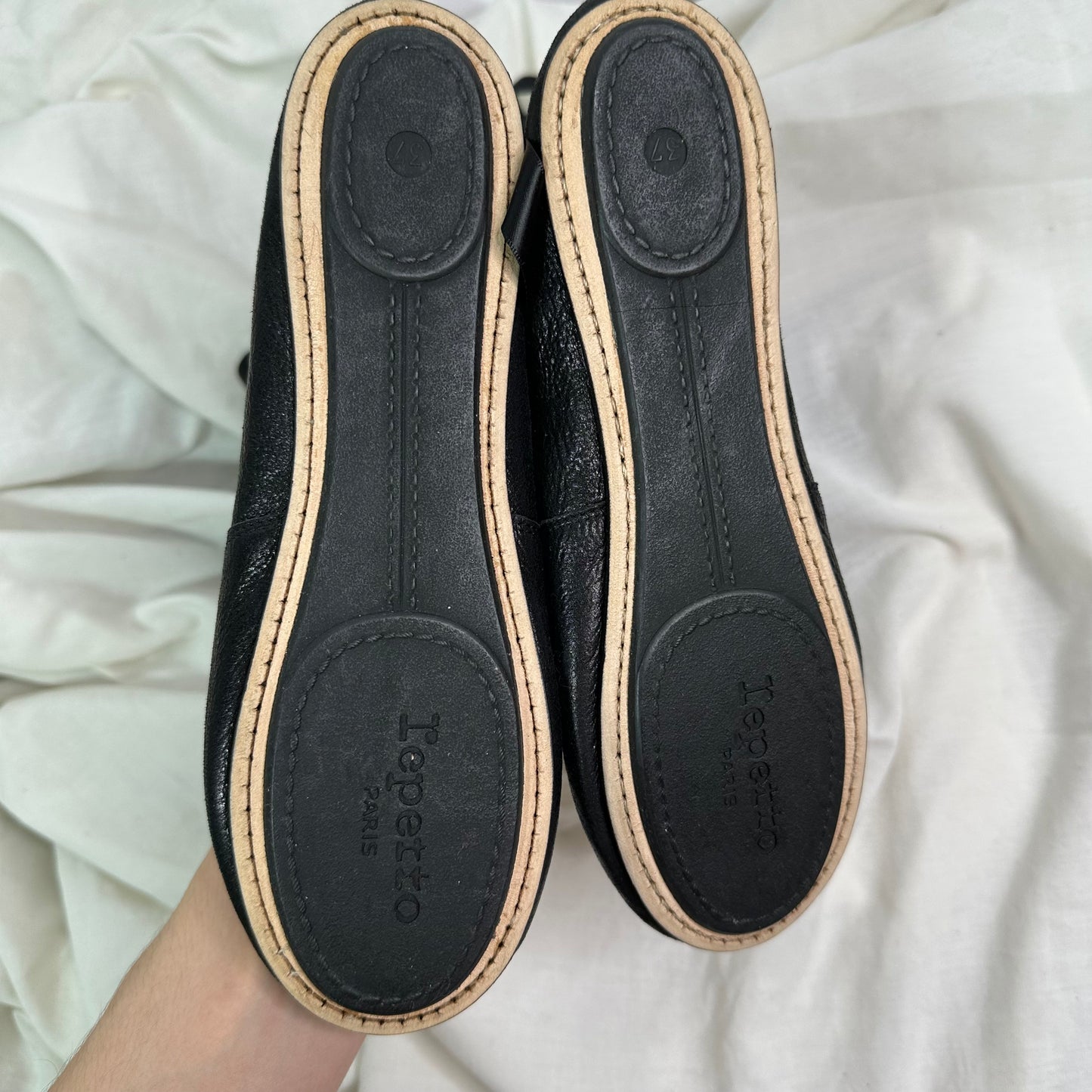 Vintage French Leather Lace Wrap Flats