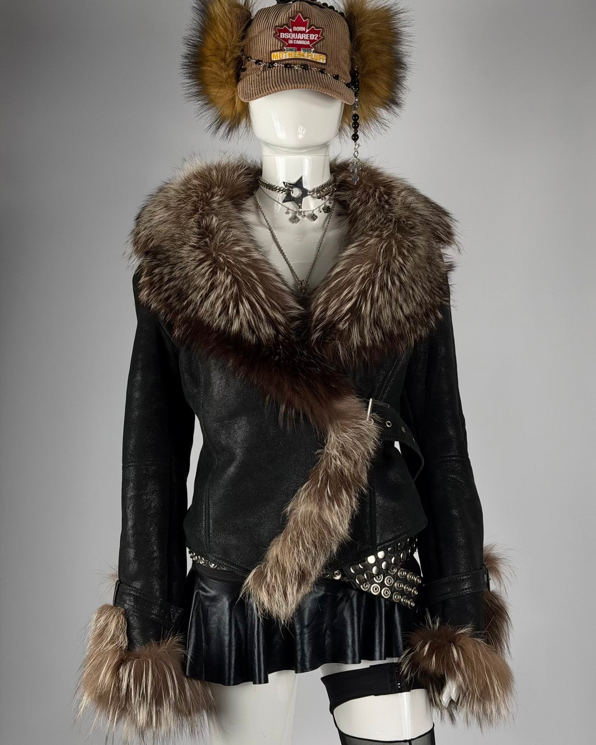 Vintage Fur Leather Jacket — M