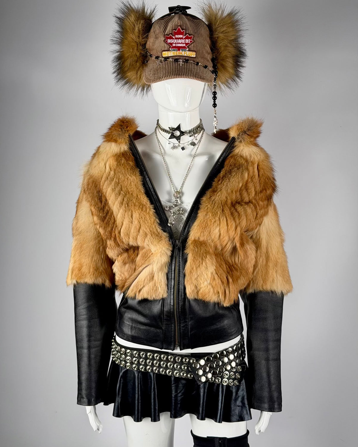 Vintage Leather Fur Jacket M/L