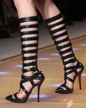 Versace SS 2013 Runway Medusa Caged Gladiator Boots — 40