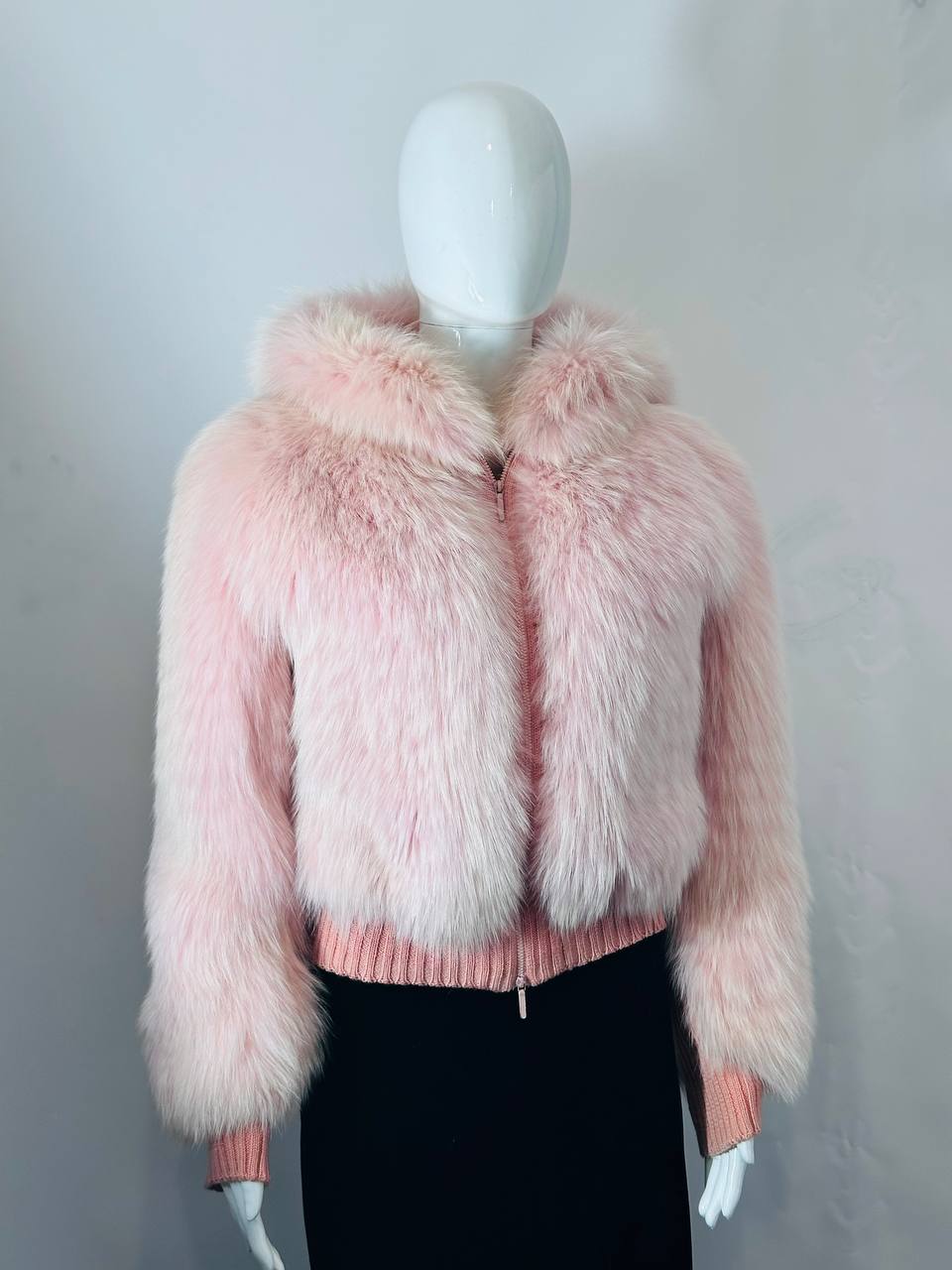 Vintage Pink Fox Fur Hooded Jacket