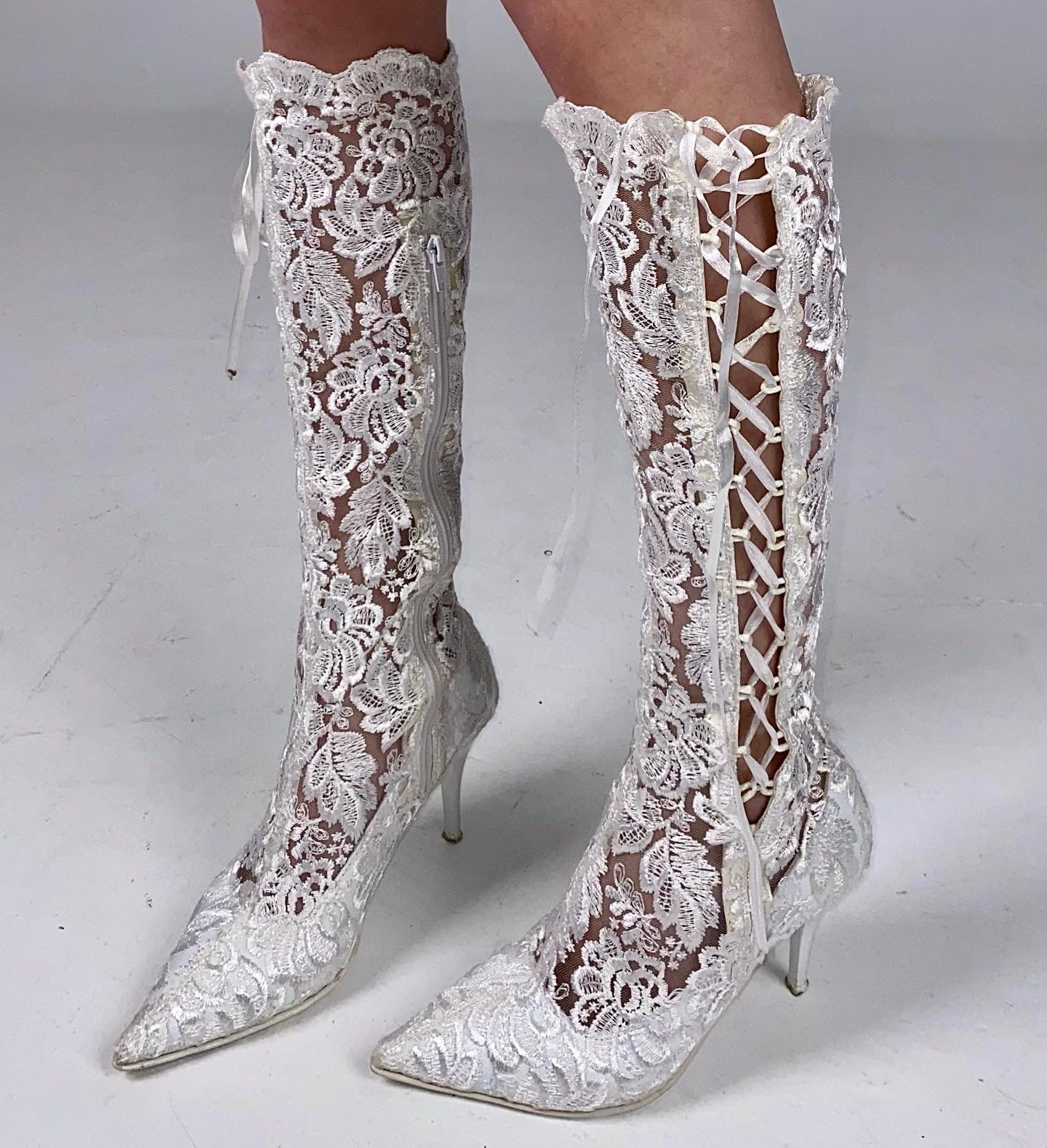 Vintage Lace Bridal Boots 35