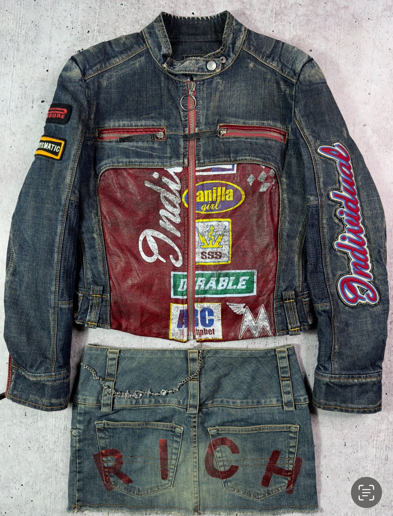 Miss Sixty Vintage Moto Racing Denim Jacket