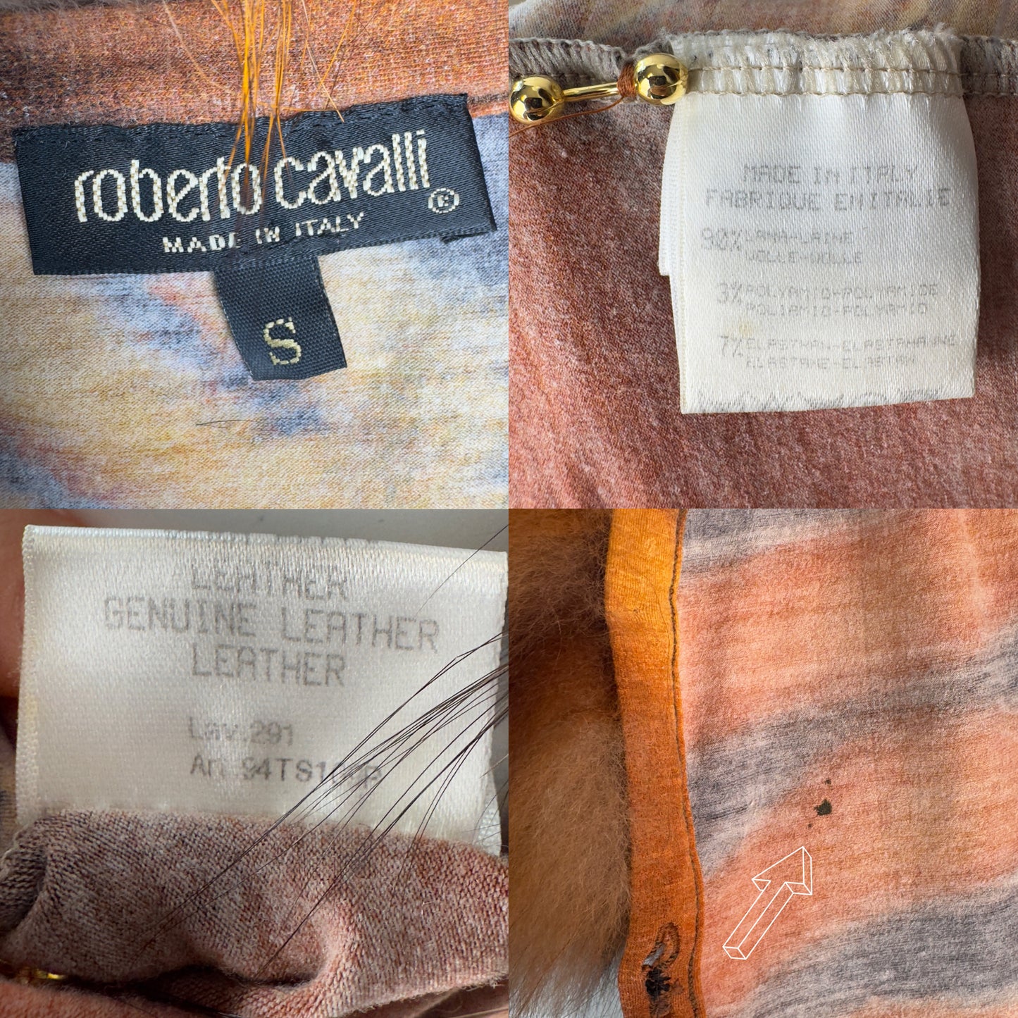 Roberto Cavalli F/W 2000 Tiger Print Fur Trim Cardigan