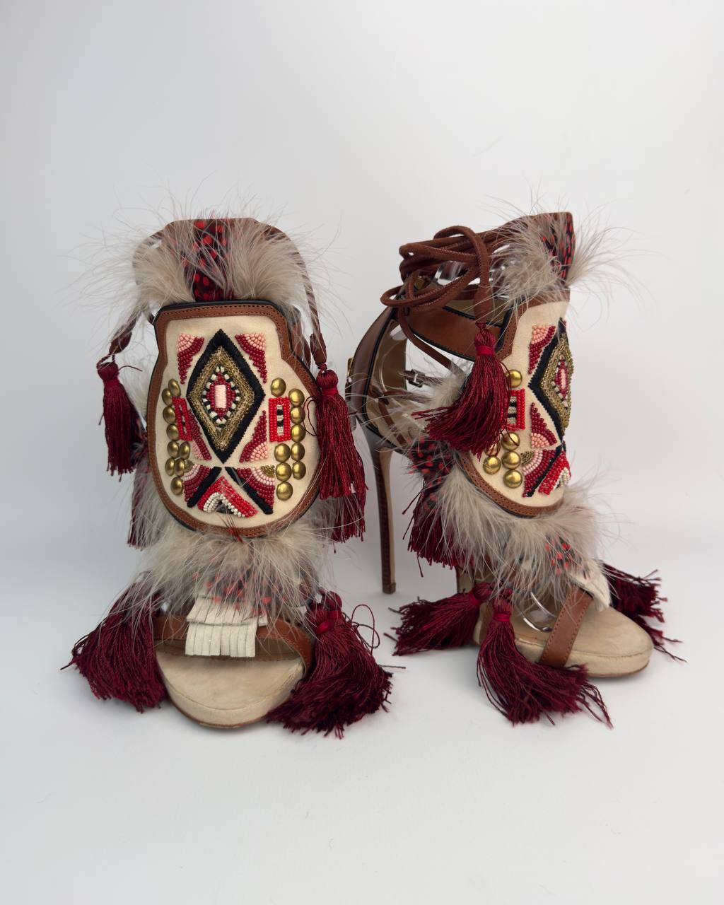 Dsquared2 F/W 2015 Eskimo Feather & Tassels Heels — 36