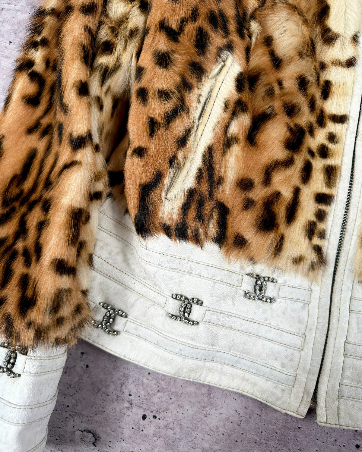 Vintage Fur Leather Jacket — S/M